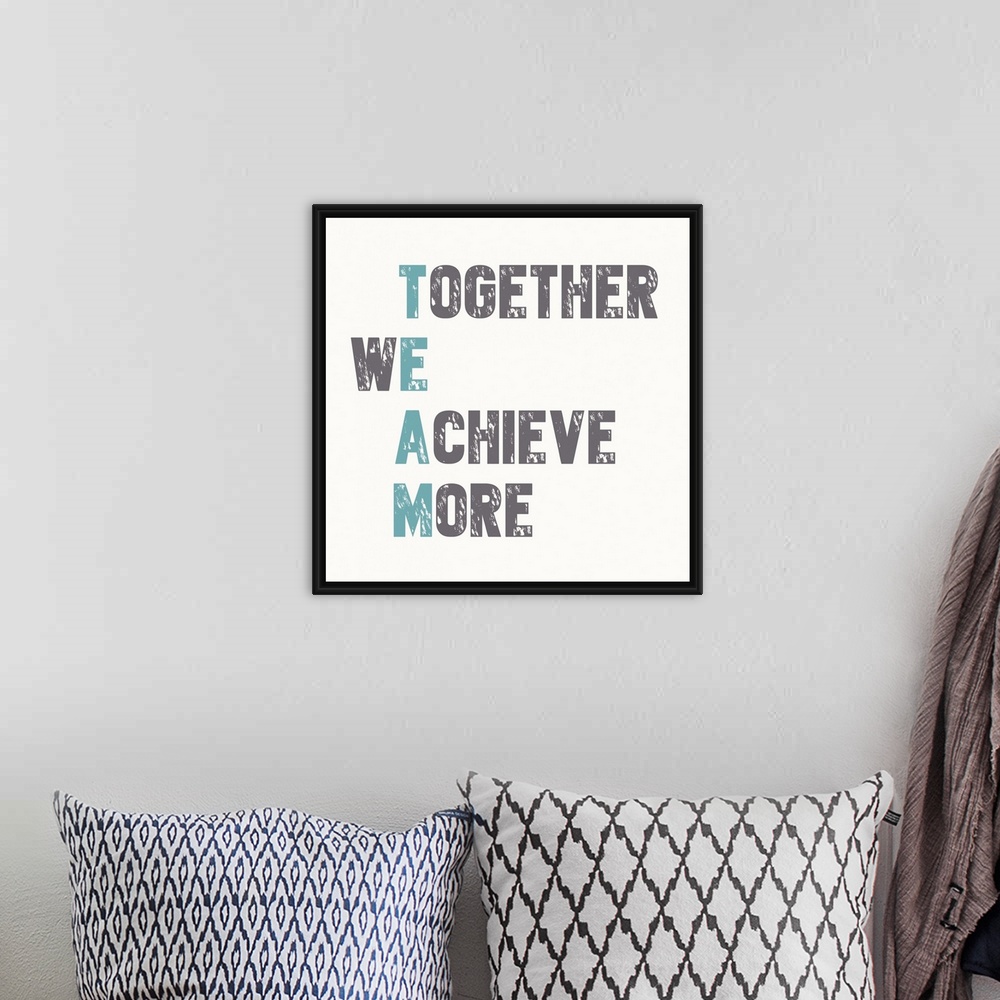 A bohemian room featuring Together We Achieve More