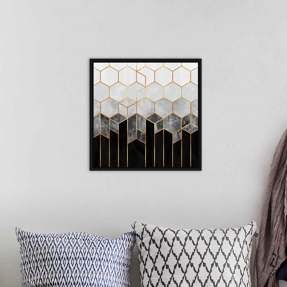A bohemian room featuring Charcoal Hexagons