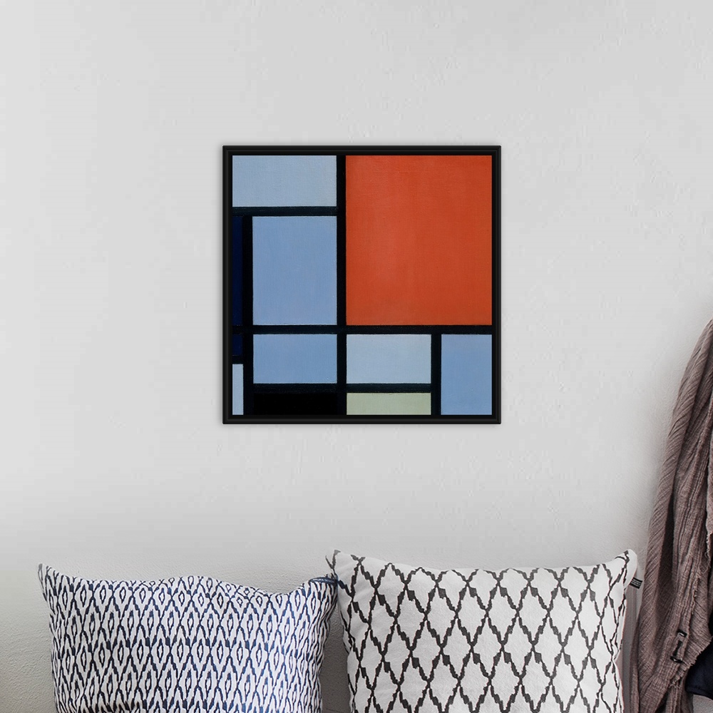 A bohemian room featuring This is an early example of the geometric mode of painting that Mondrian called Neo-Plasticism. F...
