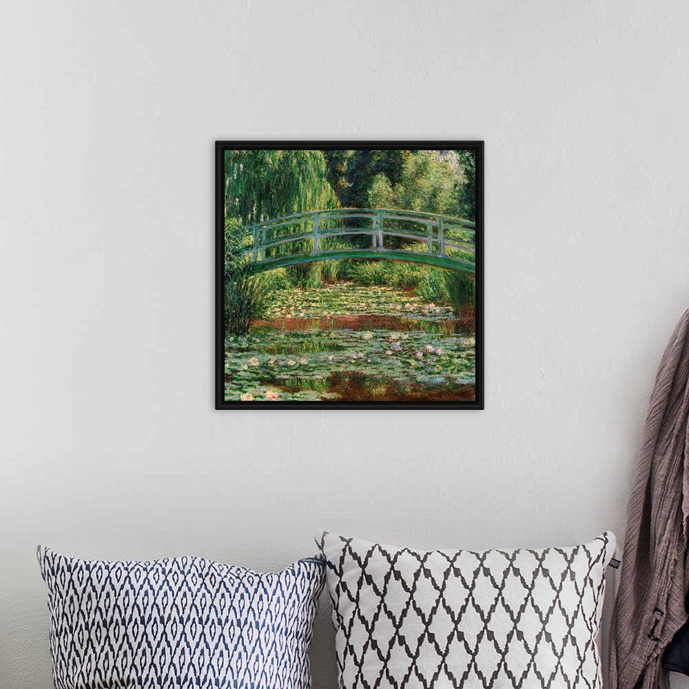 A bohemian room featuring Monet, Water Lily Pool, 1899. 'Japanese Footbridge And the Water Lily Pool, Giverny.' Oil On Canv...