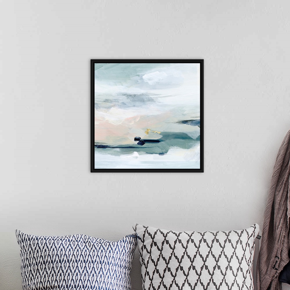 A bohemian room featuring Abstracted Sea Foam I
