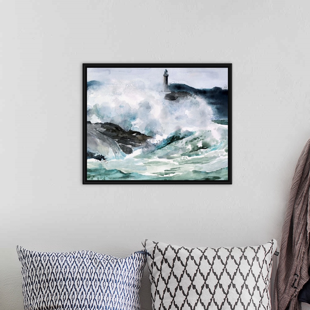 A bohemian room featuring Lighthouse Waves II