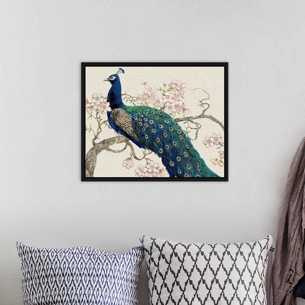 A bohemian room featuring Peacock and Blossoms II