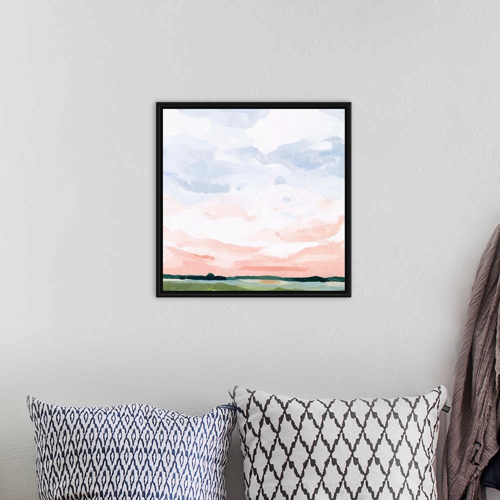 A bohemian room featuring Pink Morning Horizon I