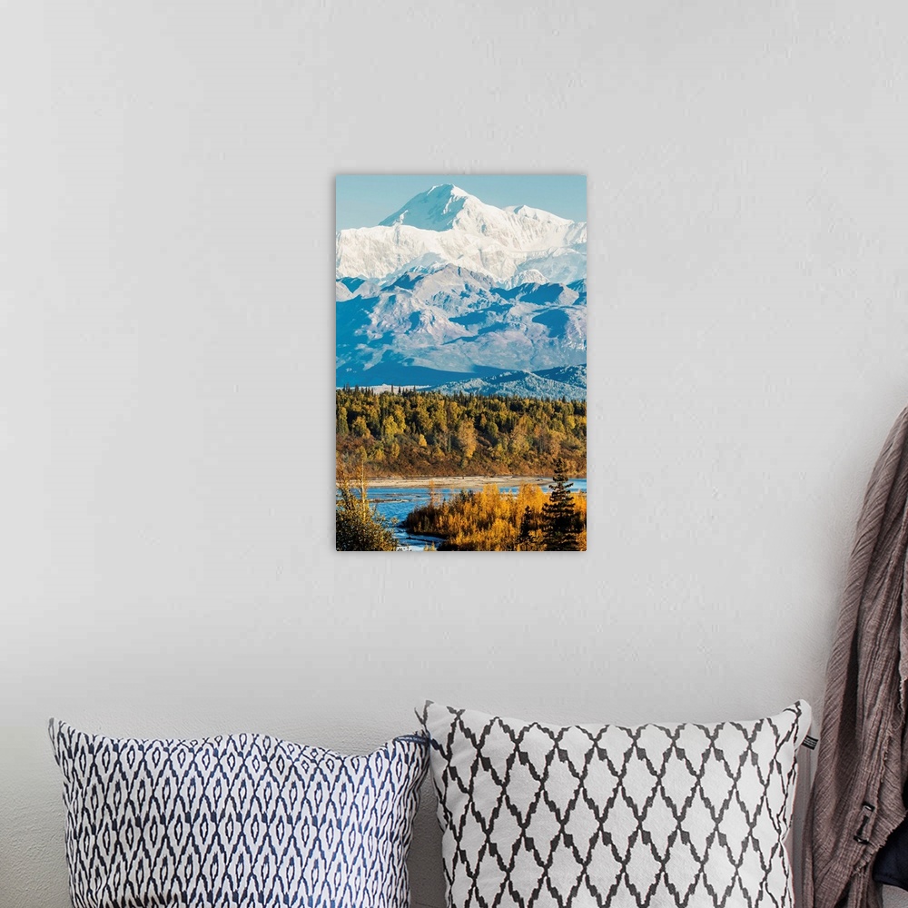 A bohemian room featuring Denali, viewed from the Parks Highway, interior Alaska, near South Viewpoint rest stop, Alaska, U...