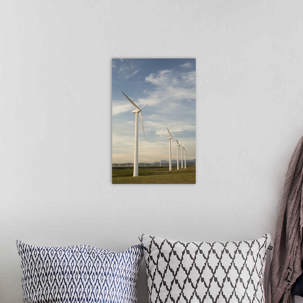 A bohemian room featuring Wind Turbines In A Row, Pincher Creek, Alberta, Canada