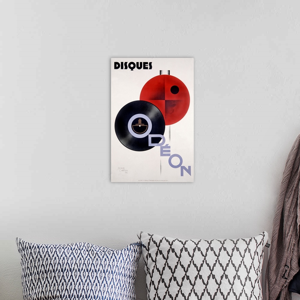 A bohemian room featuring Disques, Odeon, Vintage Poster, by Jean Carlu