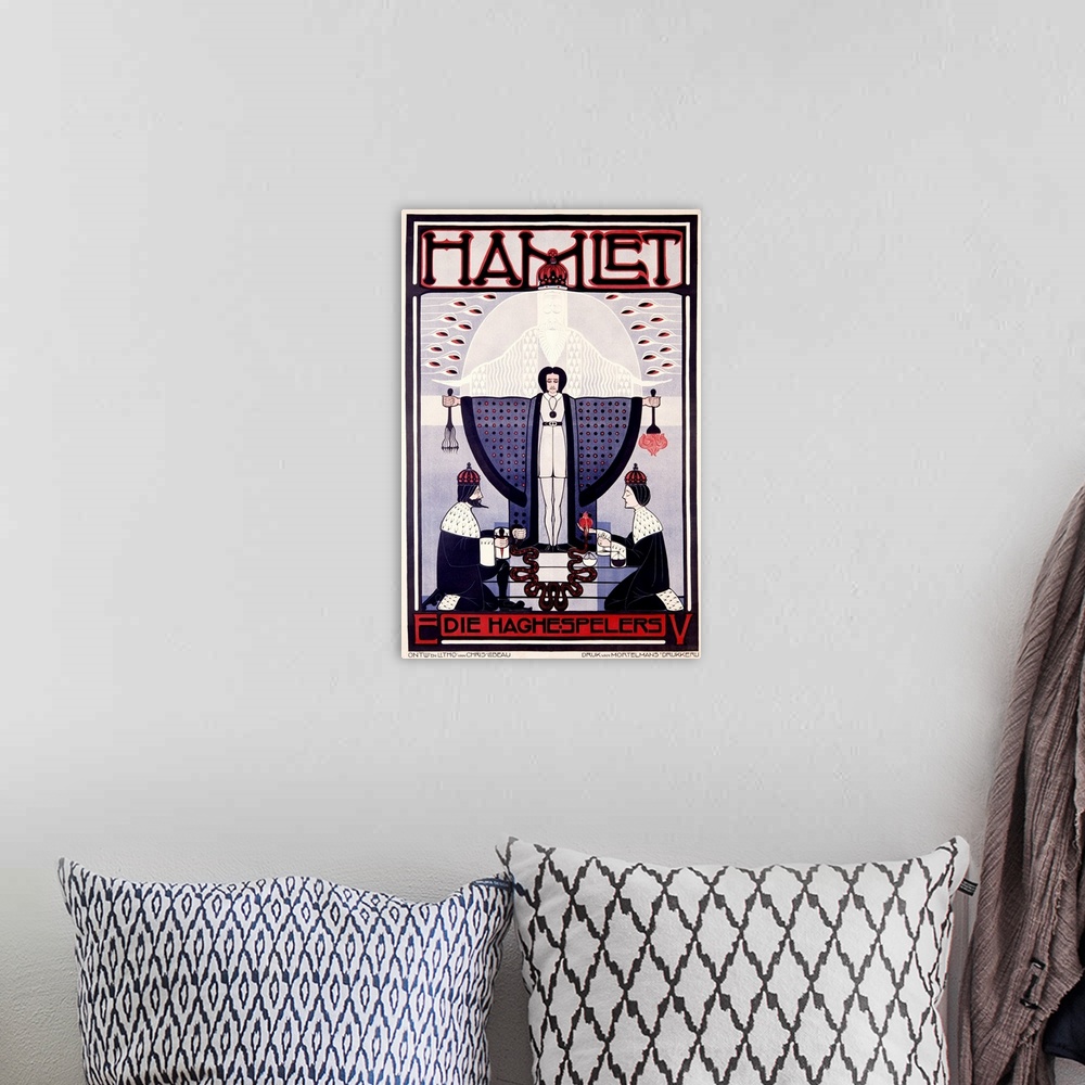 A bohemian room featuring Hamlet , Vintage Poster
