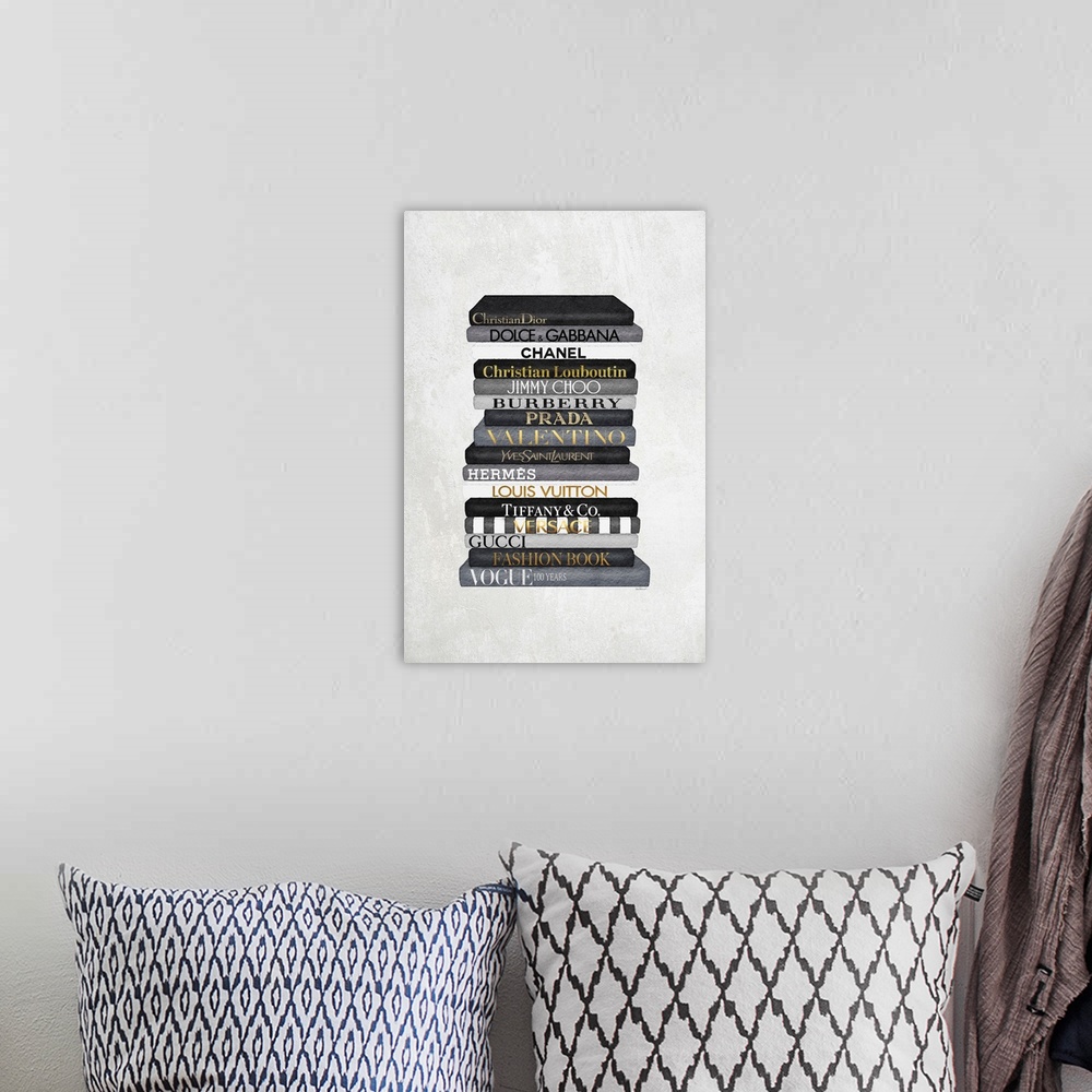 Black And White Bookstack Wall Art, Canvas Prints, Framed Prints, Wall  Peels