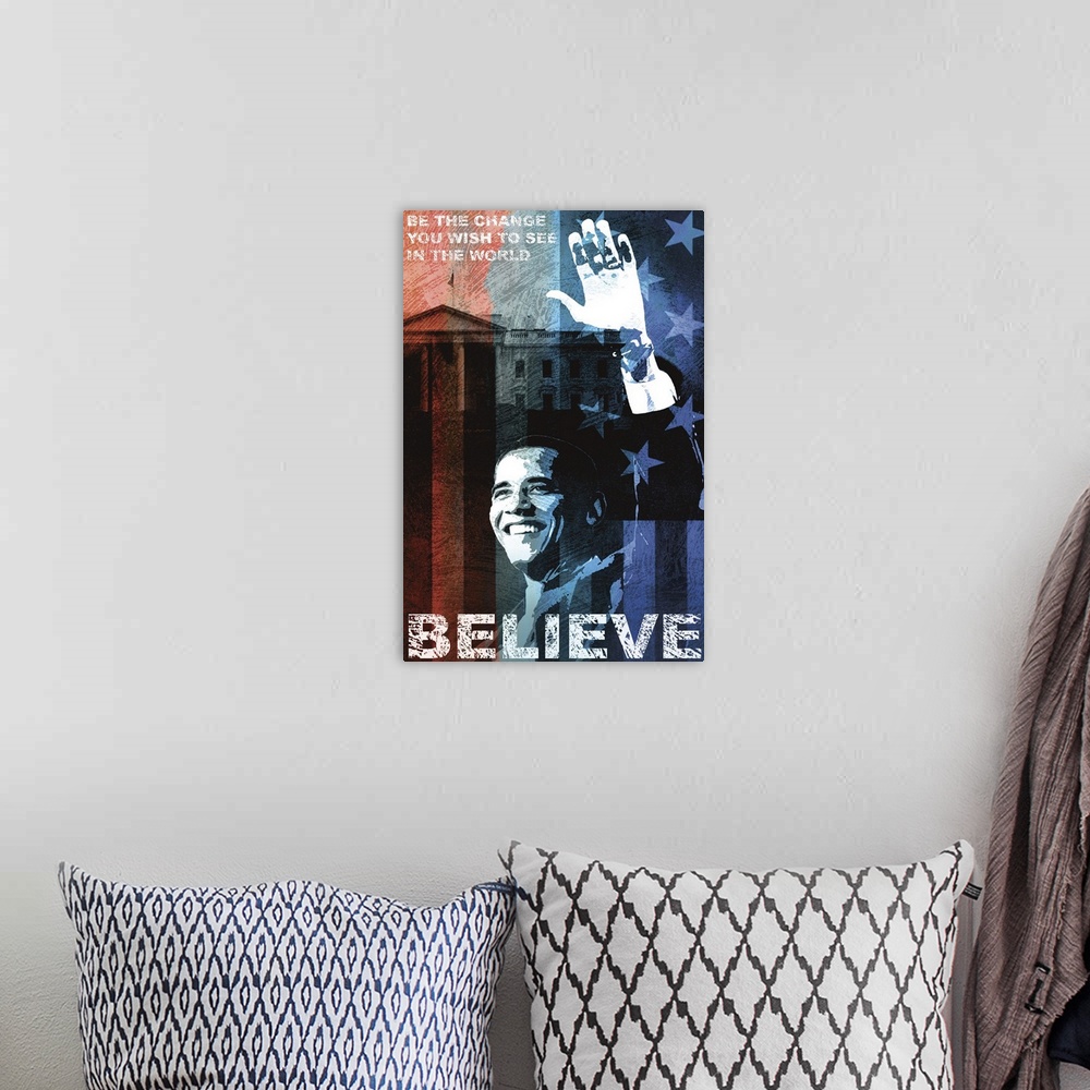 A bohemian room featuring Obama: Believe