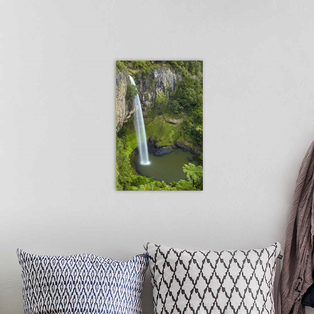 A bohemian room featuring Bridal Veil Falls, near Raglan, Waikato, North Island, New Zealand.