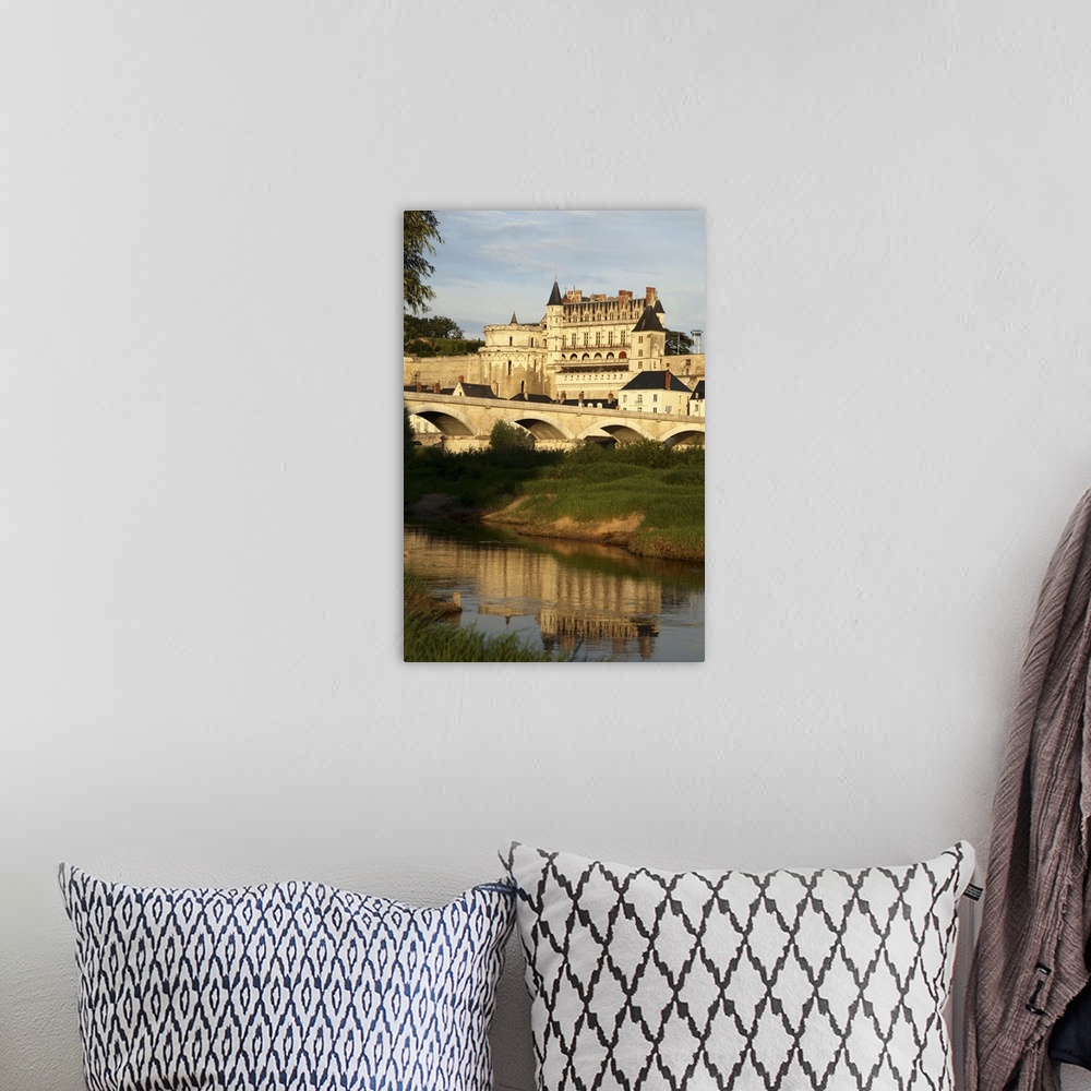A bohemian room featuring Chateau d'Amboise with Rvier Loire in froeground. Amboise. Loire Valley. France
