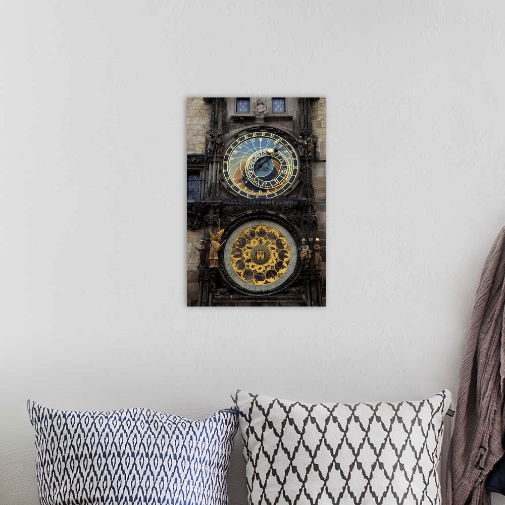A bohemian room featuring Europe, Czech Republic, Prague. Close-up of astronomical clock on the town hall building. Credit ...