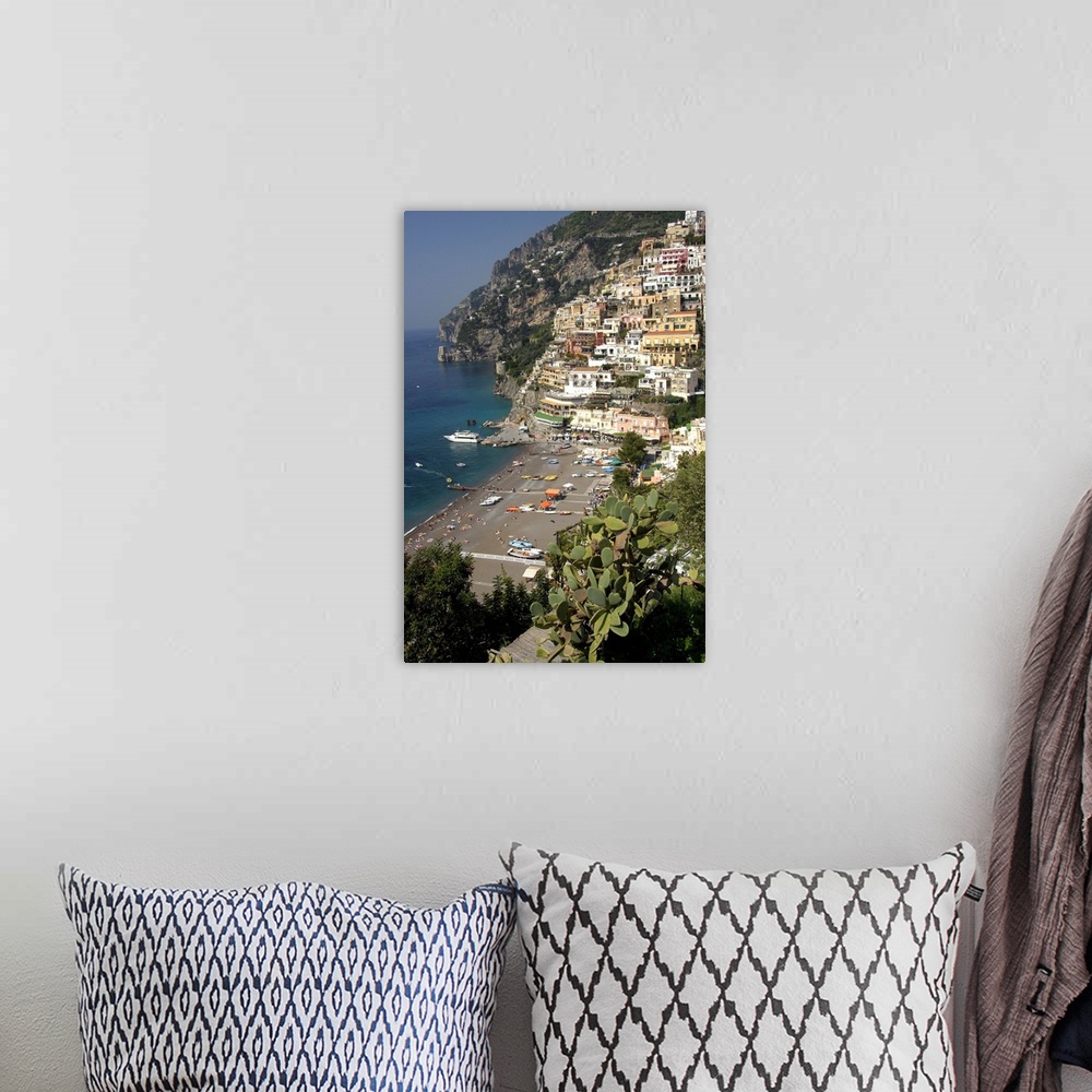 A bohemian room featuring Europe, Italy, Amalfi Coast, Bay of Salerno, Positano. Colorful coastal overlook.