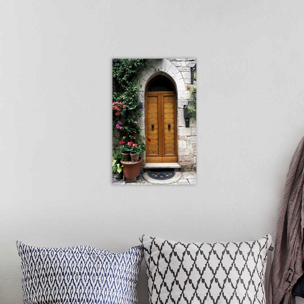 A bohemian room featuring Europe, Italy, Umbria, Assisi. Medieval village door.