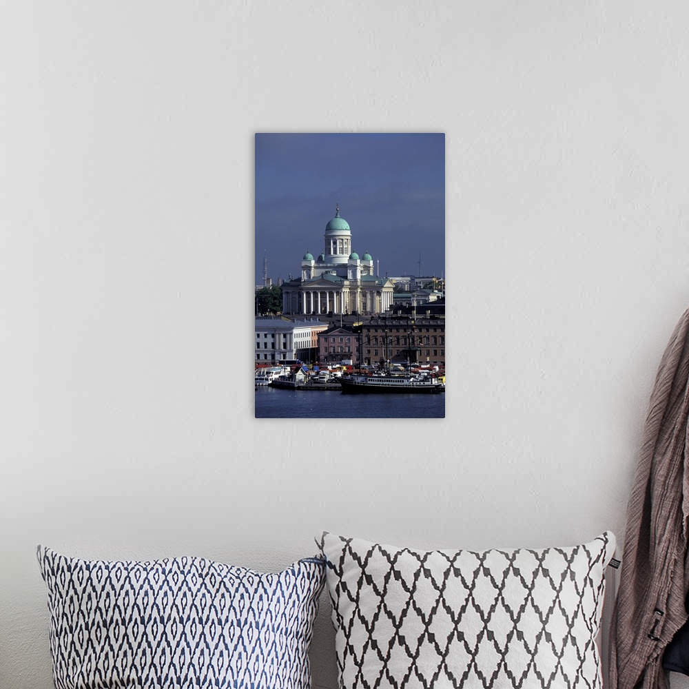A bohemian room featuring Finland, Helsinki.View of city and harbor