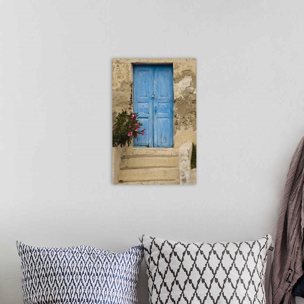 A bohemian room featuring Greece, old house, door, blue.