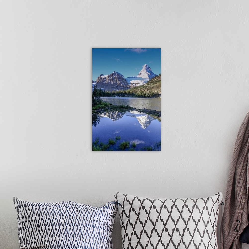 A bohemian room featuring Mount Assiniboine and Mount Magog as seen from Sunburst Lake.