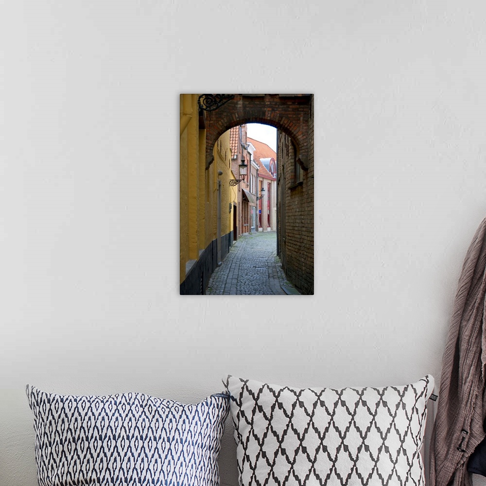 A bohemian room featuring Narrow walking street in Bruges in the province of West Flanders, Belgium.