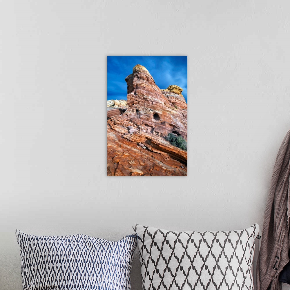 A bohemian room featuring North America, USA, Nevada, Valley of Fire State Park.  Early Morning Clouds and Colorful Striate...