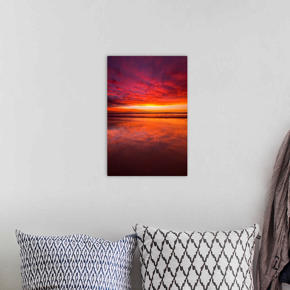 A bohemian room featuring Sunset over the Channel Islands from Ventura State Beach, Ventura, California USA.