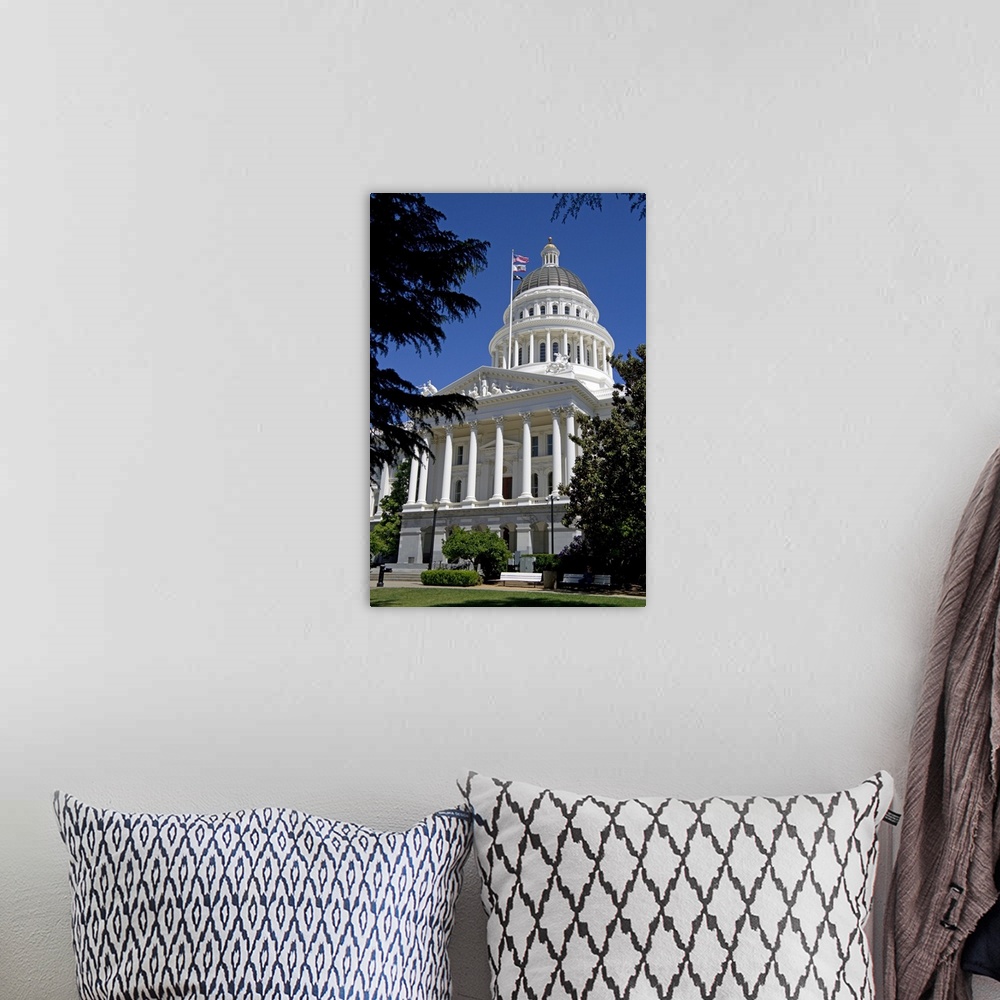 A bohemian room featuring The California State Capitol building in Sacramento, California, USA.
