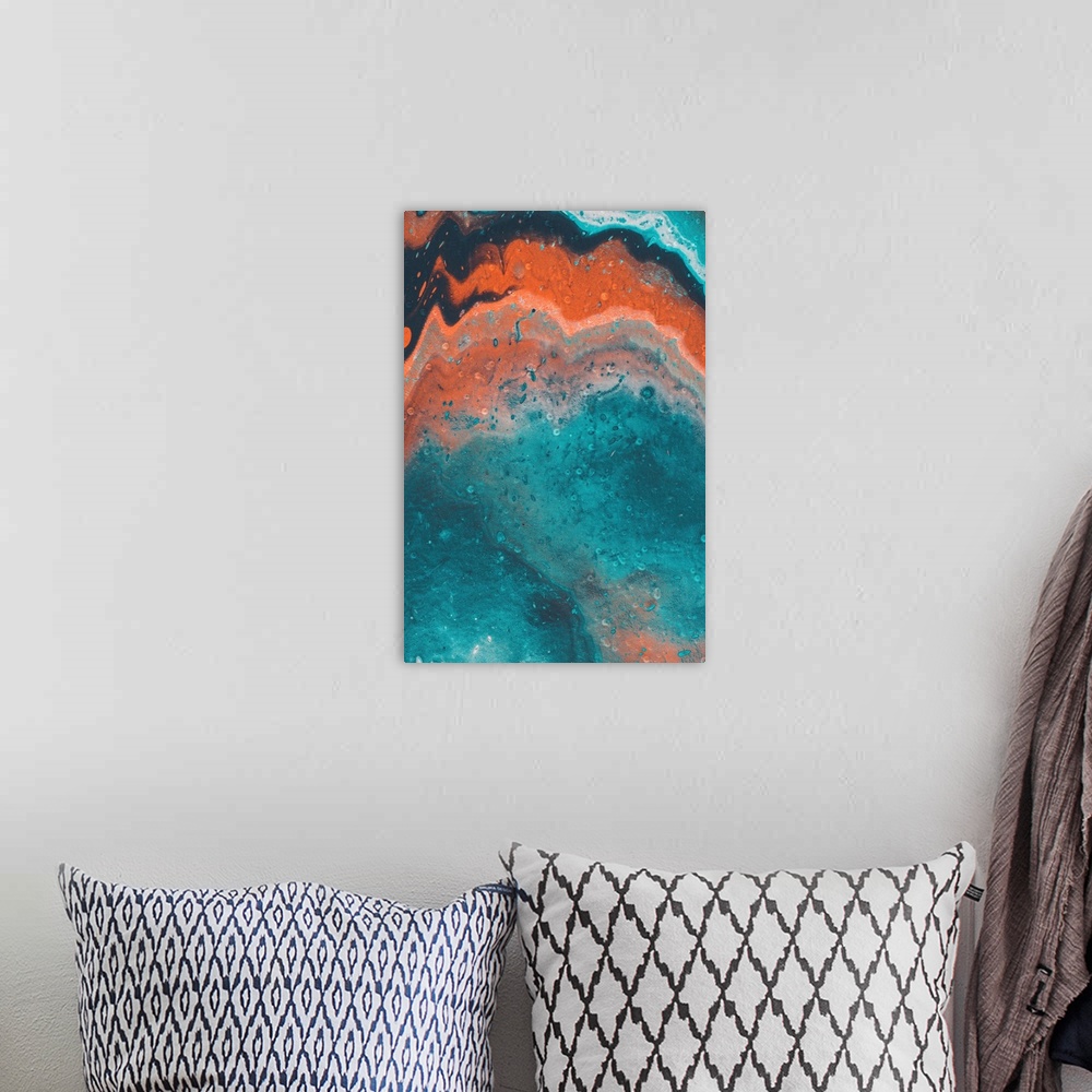 A bohemian room featuring Abstract Artistic Texture With Blue And Orange