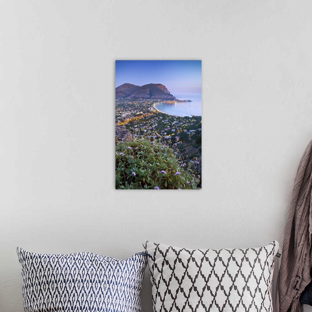 A bohemian room featuring Italy, Sicily, Palermo district, Mondello, View from Monte Pellegrino