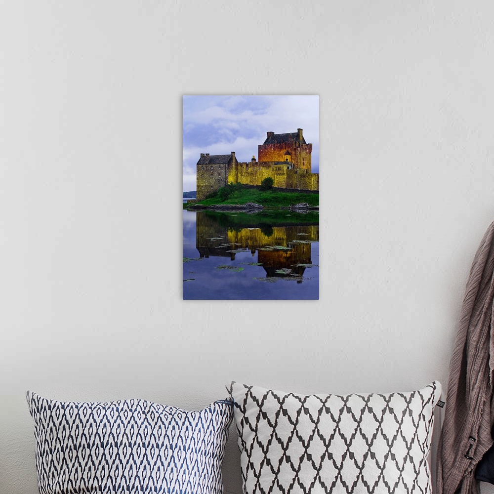 A bohemian room featuring Eilean Dohan castle from the main road to Skye