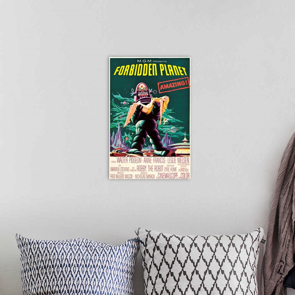 A bohemian room featuring Forbidden Planet - Vintage Movie Poster