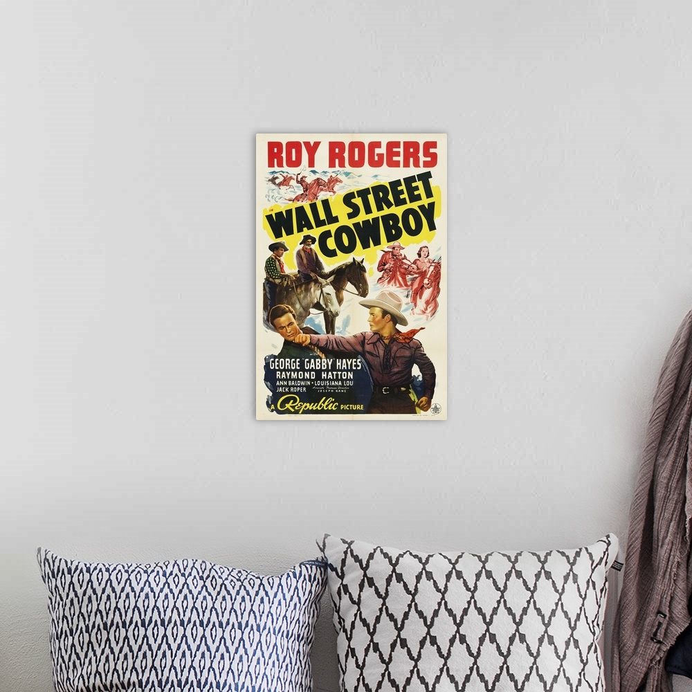 A bohemian room featuring Wall Street Cowboy - Vintage Movie Poster