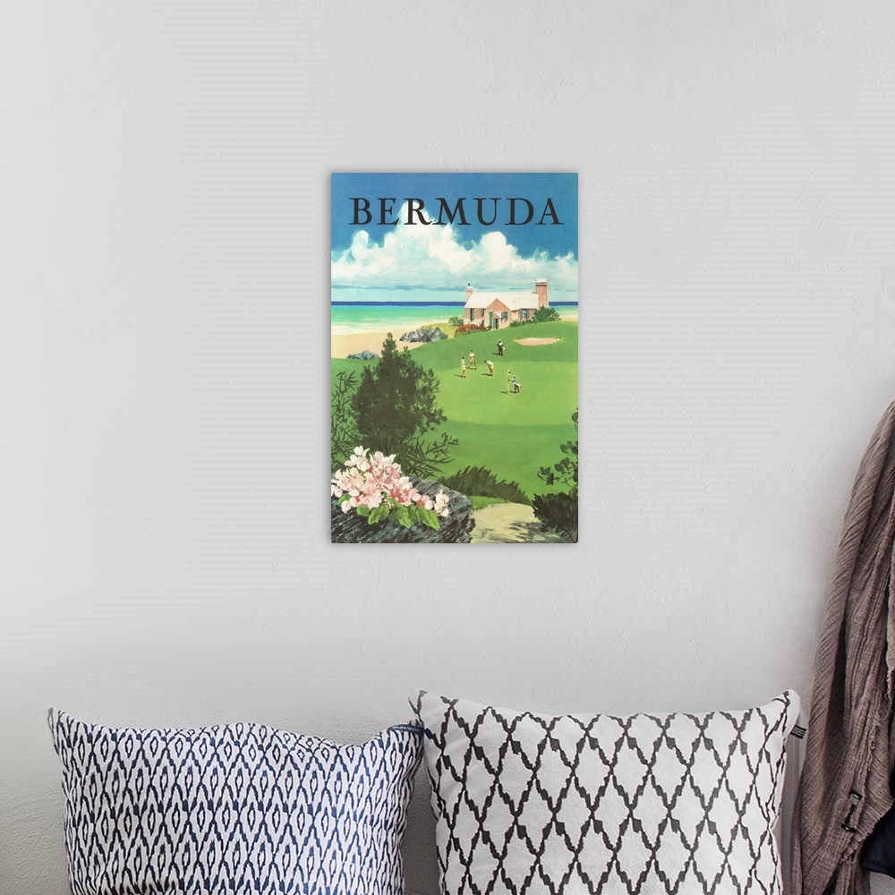 A bohemian room featuring Bermuda Travel Poster