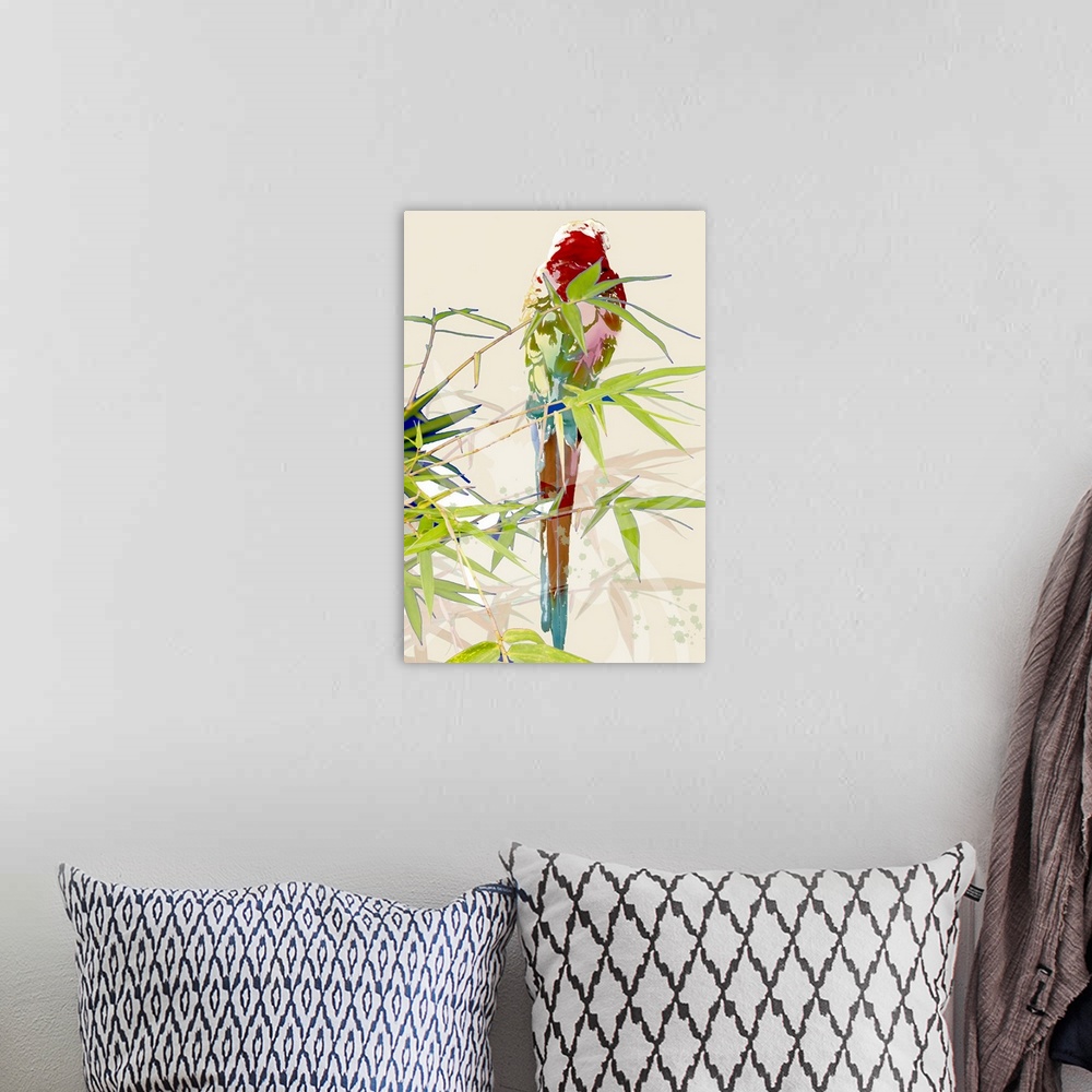 A bohemian room featuring Bird with Chinese bamboo leaves