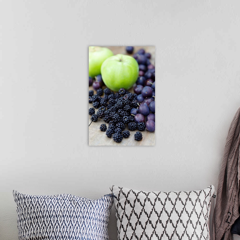 A bohemian room featuring Blackberries, damsons and apples