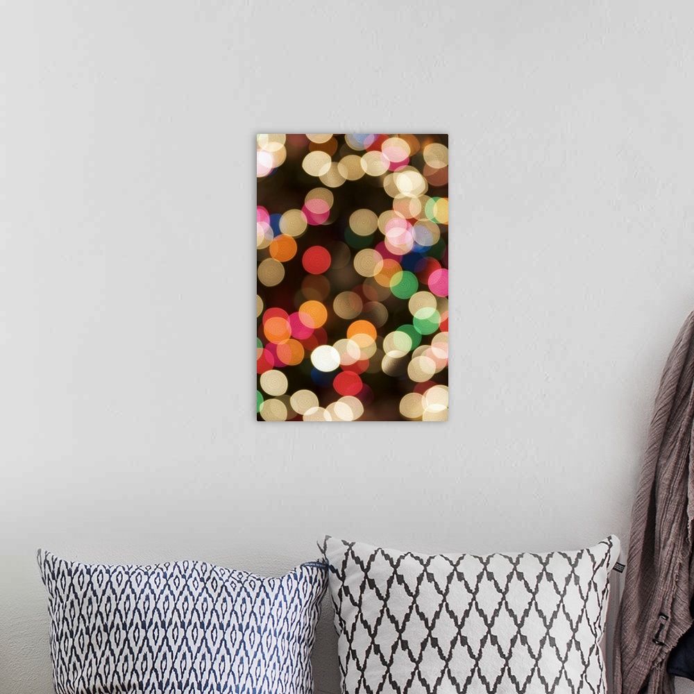 A bohemian room featuring Blurred Christmas lights