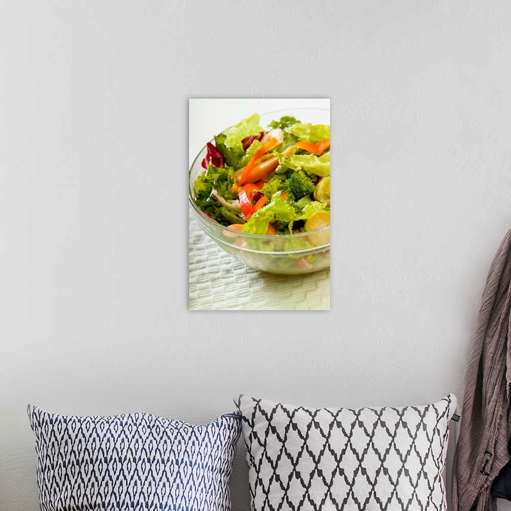 A bohemian room featuring Bowl of salad, close-up, part of