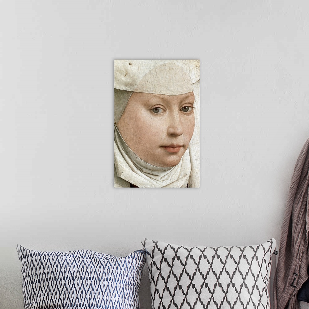A bohemian room featuring Detail Of Portrait Of A Young Woman By Rogier Van Der Weyden
