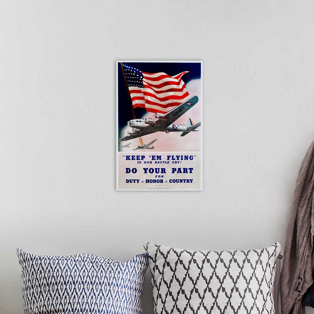 A bohemian room featuring 1942 --- Do Your Part Poster by Dan V. Smith and Albro F. Downe --- Image by .. Swim Ink 2, LLC/C...