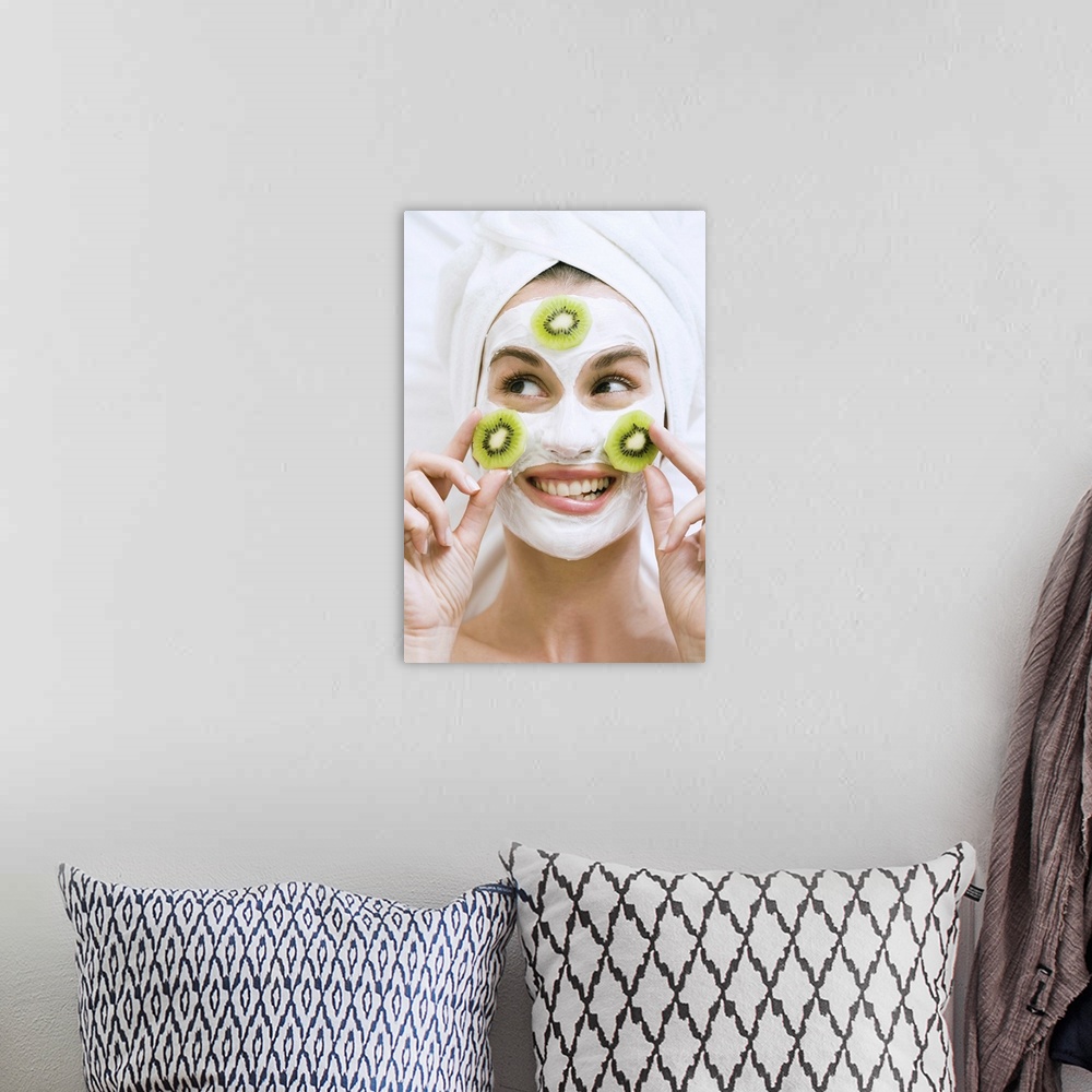 A bohemian room featuring Facial mask with kiwi