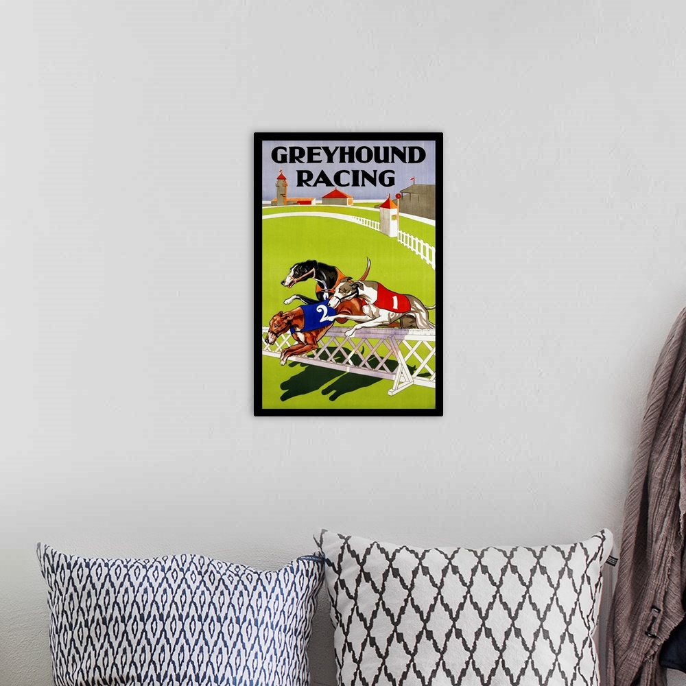 A bohemian room featuring ca. 1935 --- Greyhound Racing Poster --- Image by .. Swim Ink 2, LLC/CORBIS