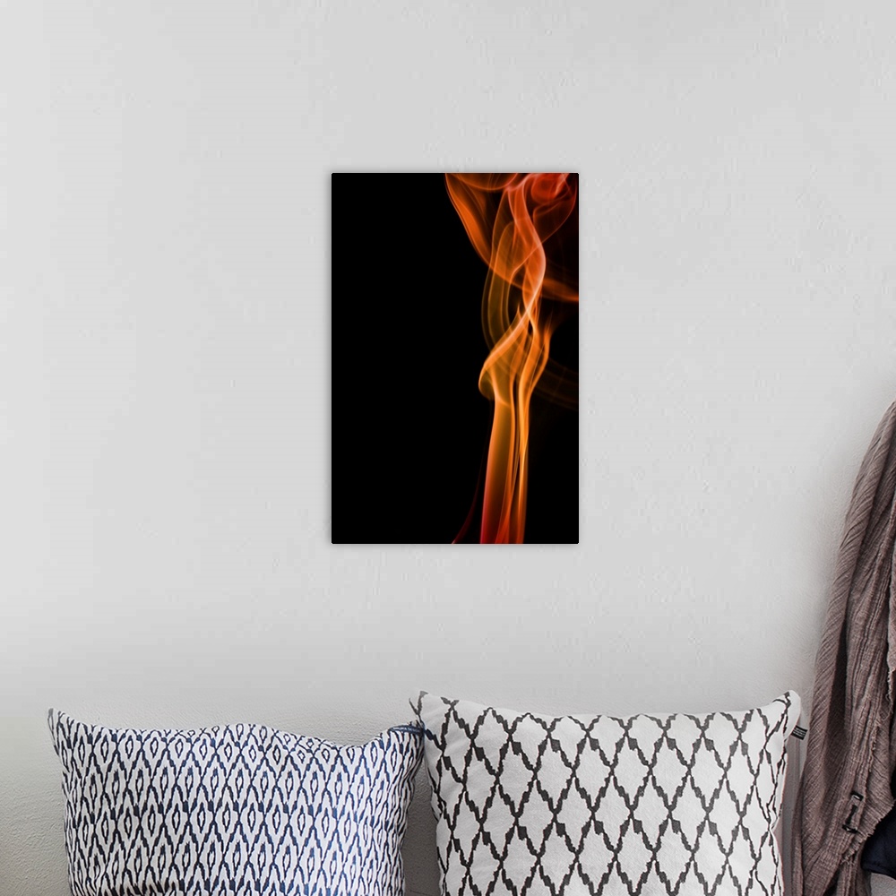 A bohemian room featuring Multicolor smoke on black background
