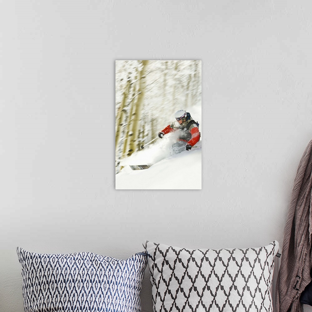 A bohemian room featuring Person downhill skiing