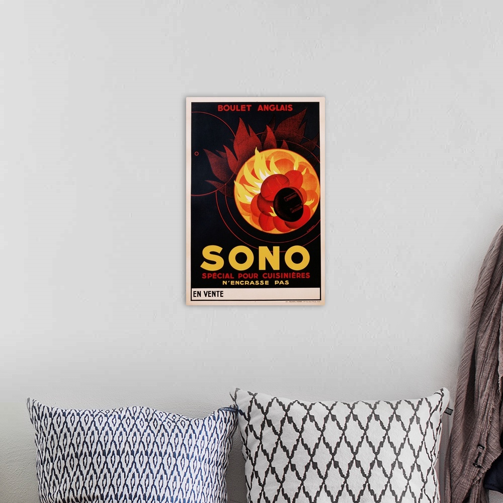 A bohemian room featuring Poster Advertisement For Sono Kitchen Stove Fuel