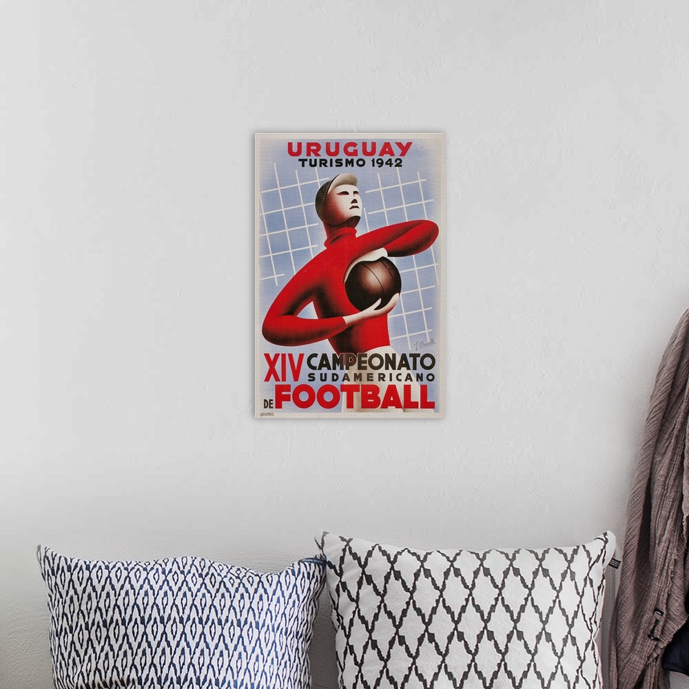 A bohemian room featuring Poster for South American Soccer Tournament