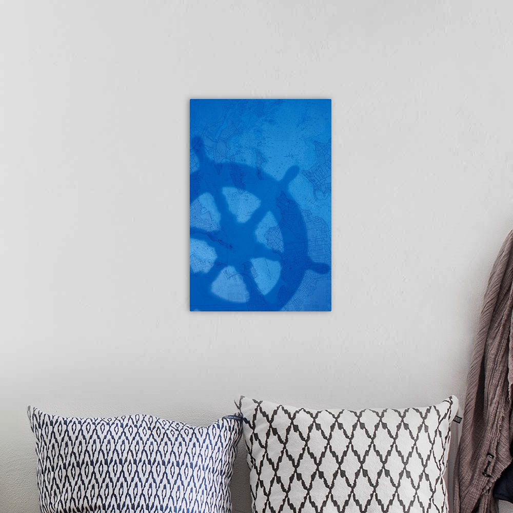 A bohemian room featuring Silhouette of boat steering wheel