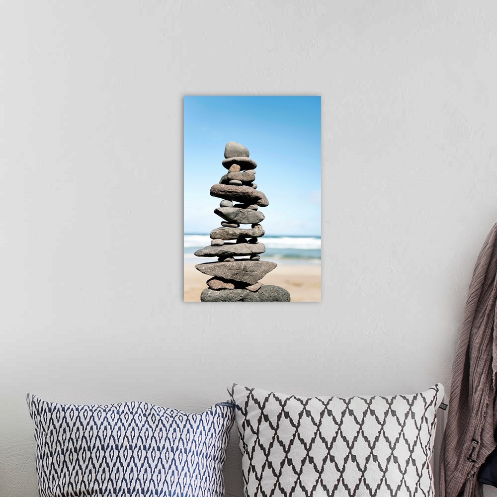 A bohemian room featuring Stack of rocks at Canteria beach, near Orzola, Lanzarote, Spain