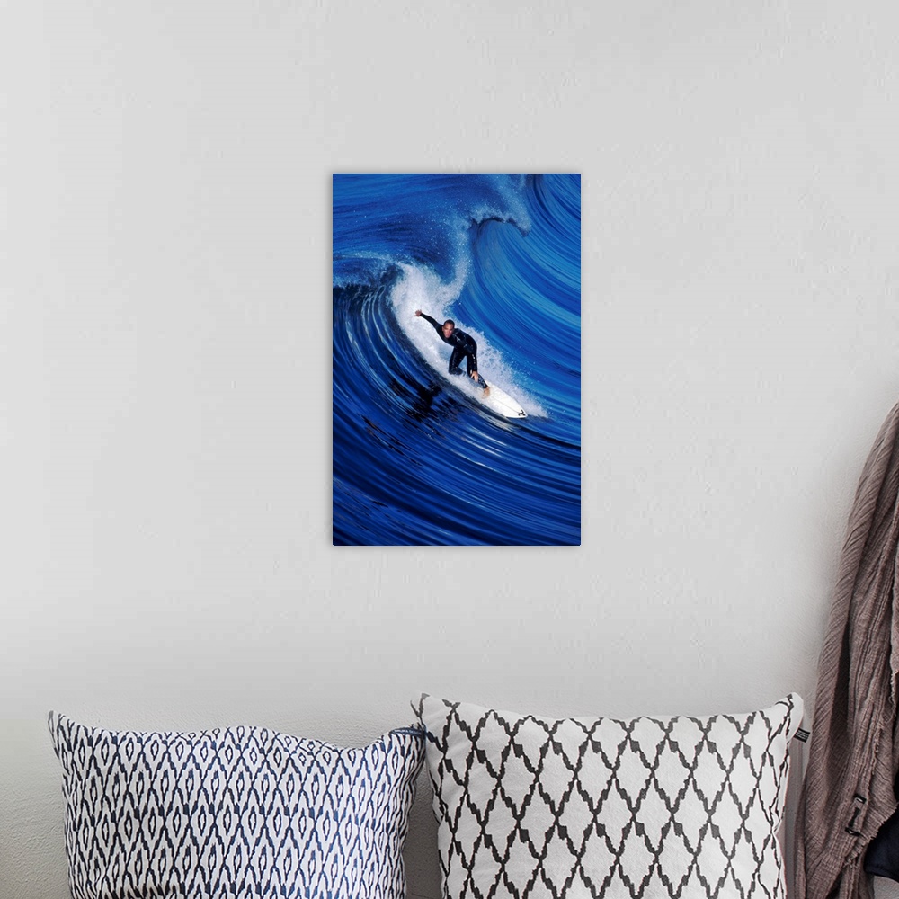 A bohemian room featuring Surfer Riding A Wave