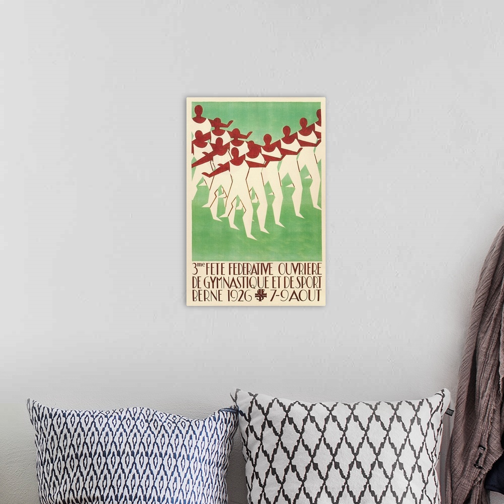 A bohemian room featuring Poster for gymnastics meet in Berne, Switzerland