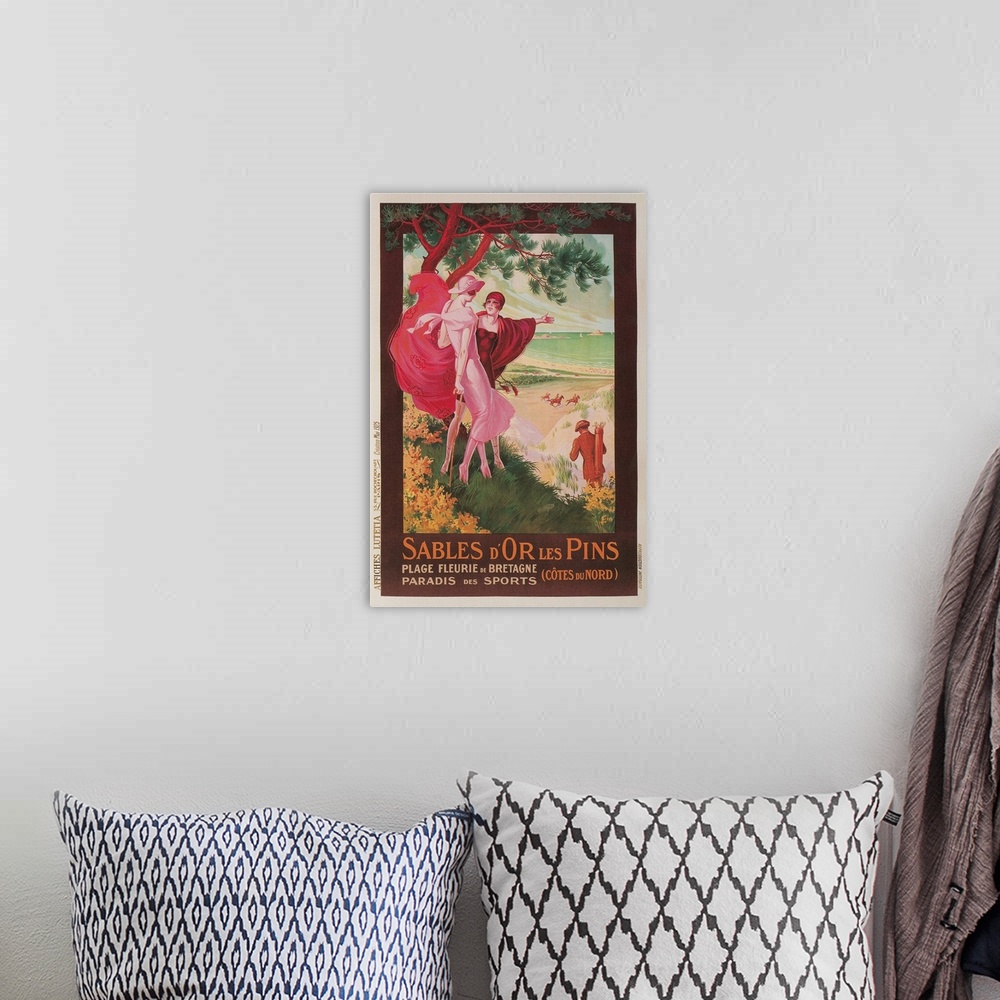 A bohemian room featuring Travel Poster for Brittany, France