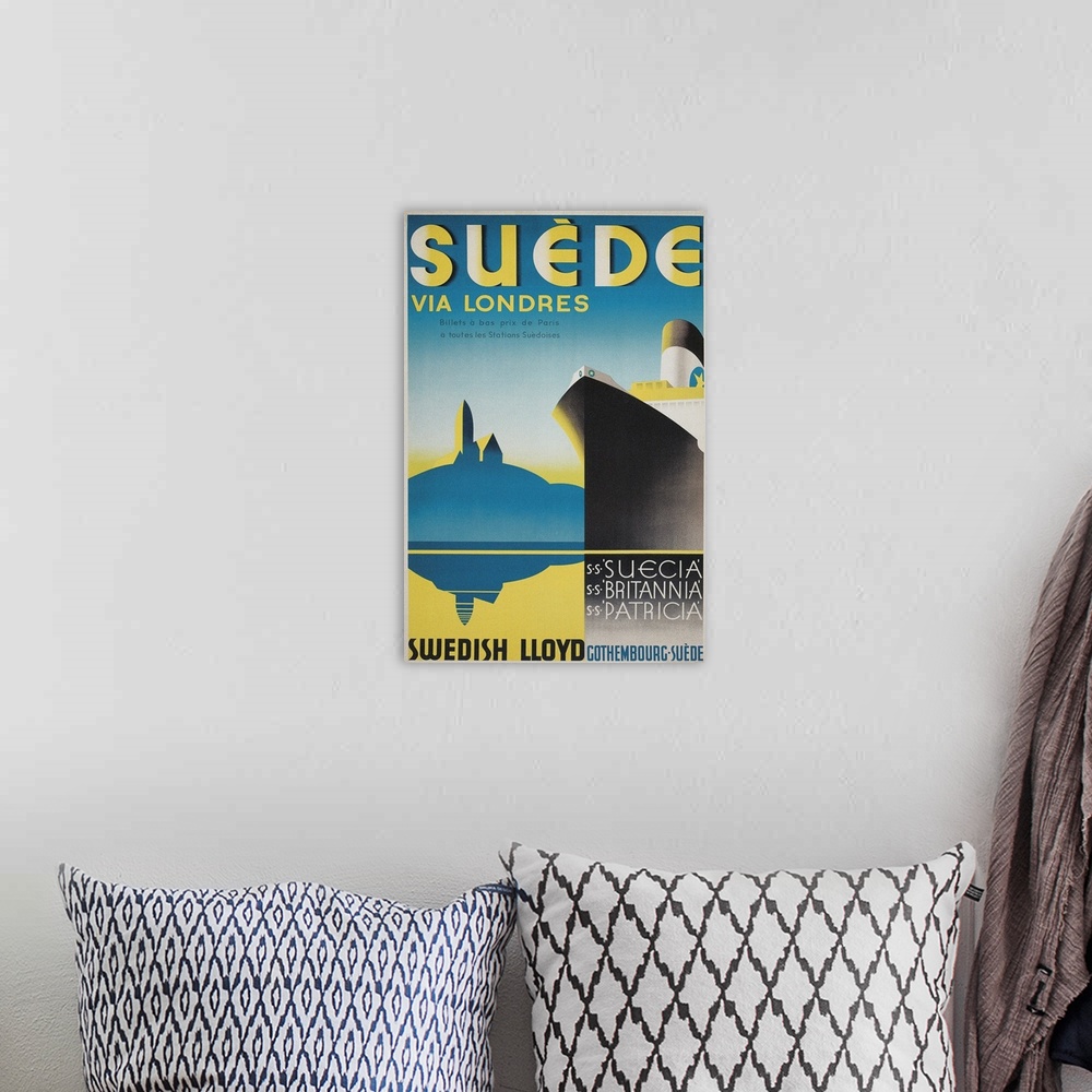 A bohemian room featuring Travel Poster for Swedish Cruise Ships